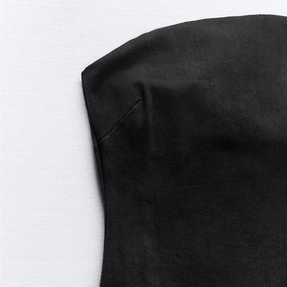 Zara NWT denim black midi strapless dress - Picture 5 of 6